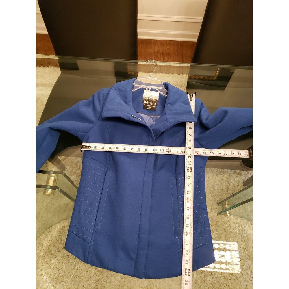 Kensie Blue Full Zip High Collar Moto Jacket Women’s Size M Polyester Stretch - Picture 13 of 13